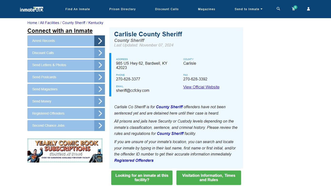 Carlisle County Jail - Inmate Locator